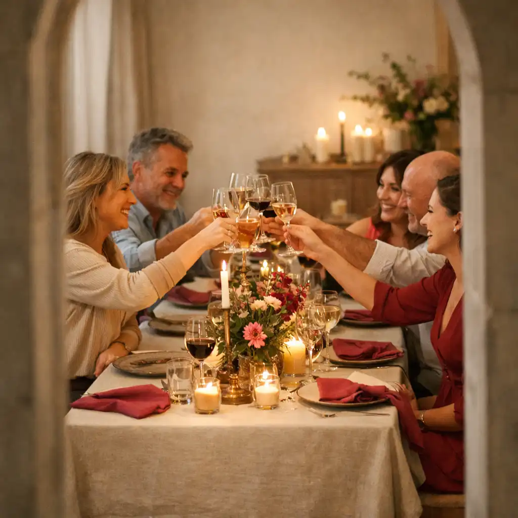 Private Geburtstagsfeier an einem elegant gedeckten Tisch